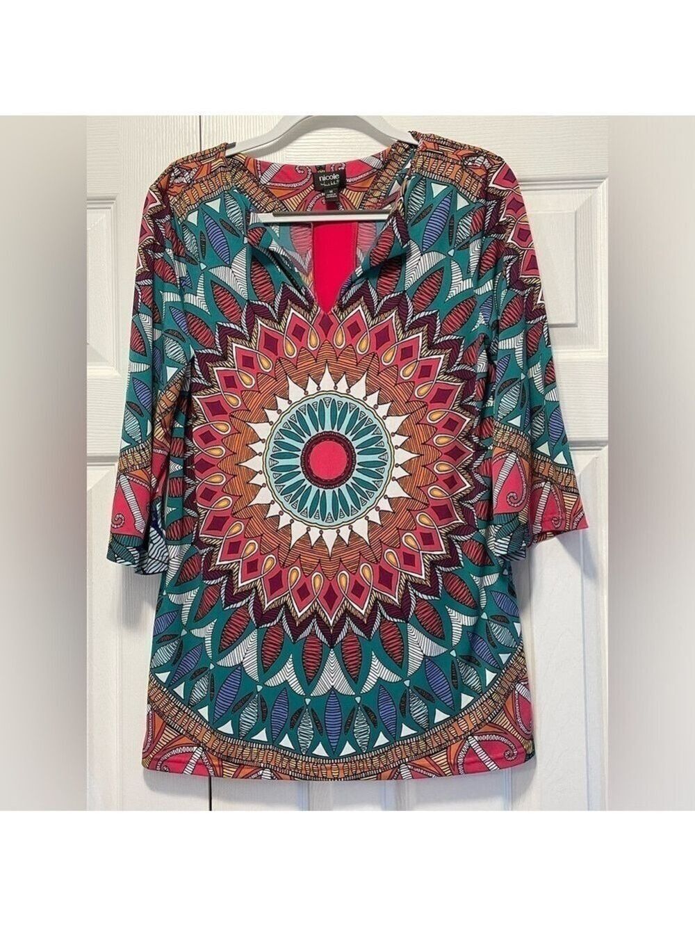 Nicole Miller Tunic blouse top dress colourful size Medium